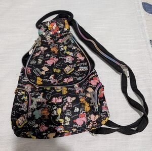 Unique‎ "Puppy Love" By Candice Of Los Angeles Sling Backpack Bone Zipper Pulls